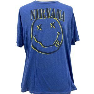 FEA Men's Casual Blue Lightweight Nirvana Graphic Short Sleeve T-Shirt 2XL